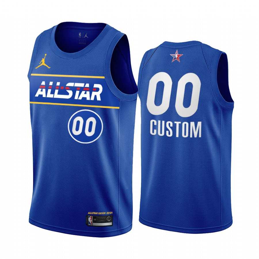 Men & Youth Customized 2021 Nike All-Star Jordan Brand Blue Game Swingman Finished Jersey